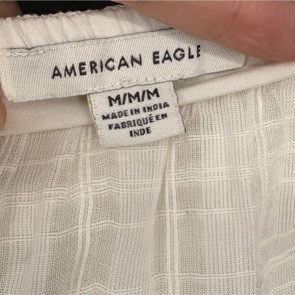 American Eagle Women Floral Embroidered Cami Crop Top M Off White Boho Festival - Picture 6 of 12